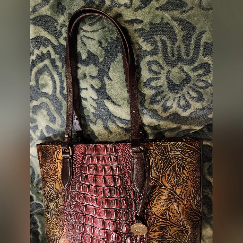 Brahmin Ellen Pesto Edgewood Embossed Leather Tote- NWOT